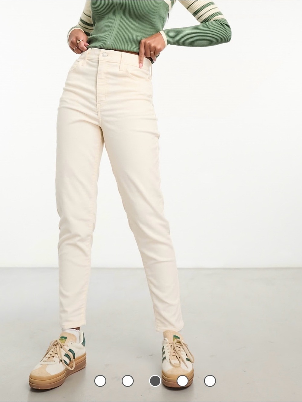 Levis High Waisted Mom Jean in Cream Cord